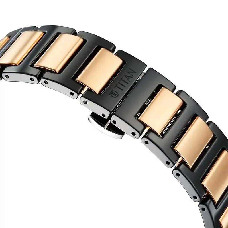 Titan Edge Ceramic Black Dial Two-tone Men’s Watch- 1696KC01